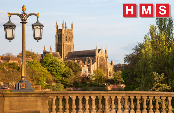 A view from the bridge in Worcester city centre